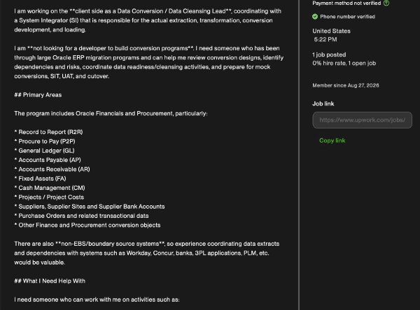 Upwork listings written with AI